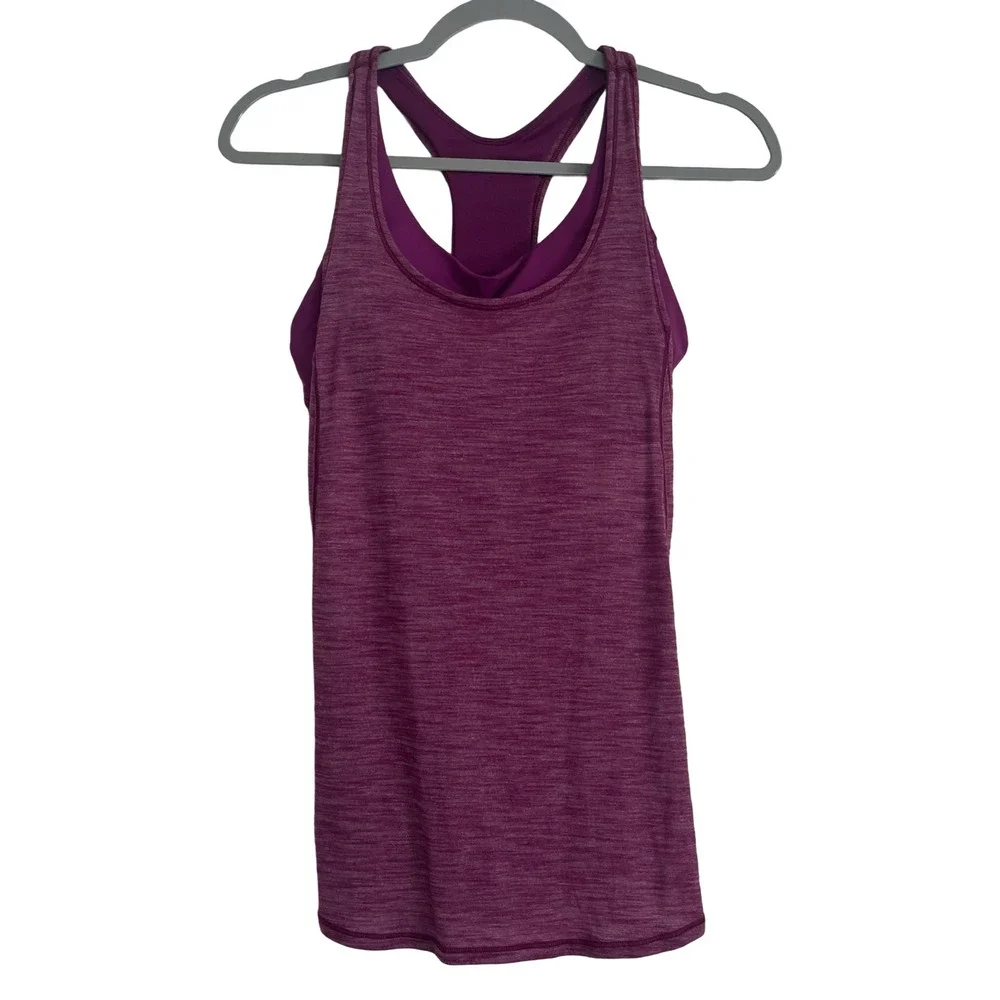 Lululemon‎ Tank Top Women 4 Purple Built-in Bra Racerback Yoga Gym Active